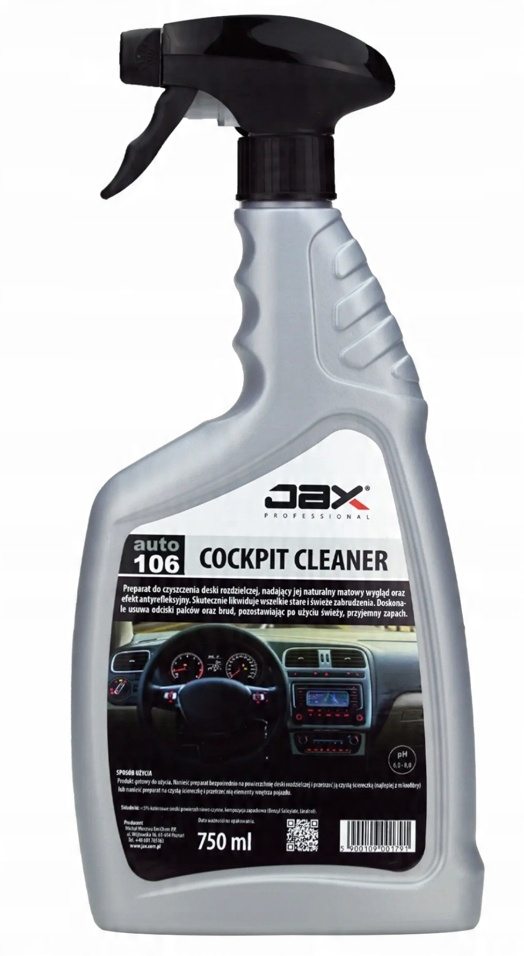 JAX Cockpit Cleaner 750ml płyn do mycia deski rozdzielczej w butelce ze spryskiwaczem