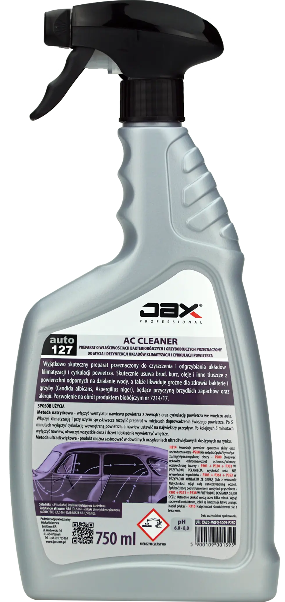 JAX AC CLEANER 127 płyn do czyszczenia klimatyzacji 750ml w rozpylaczu