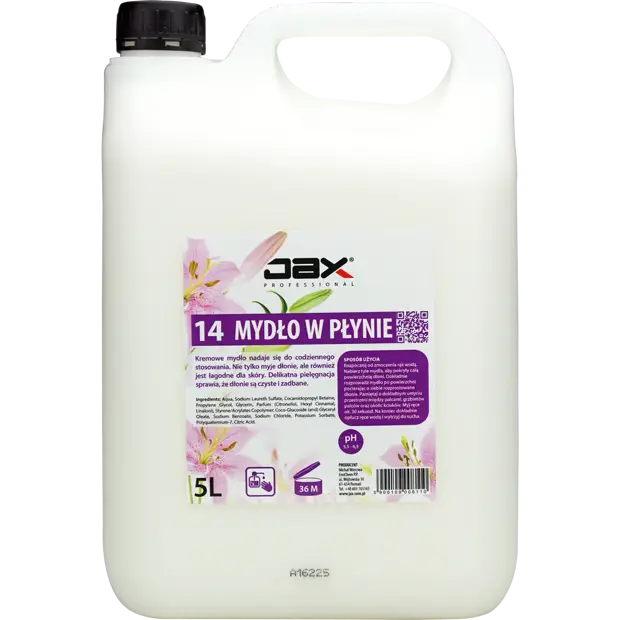 JAX Mydło w płynie 14  5L kremowe nie wysusza skóry wydajne