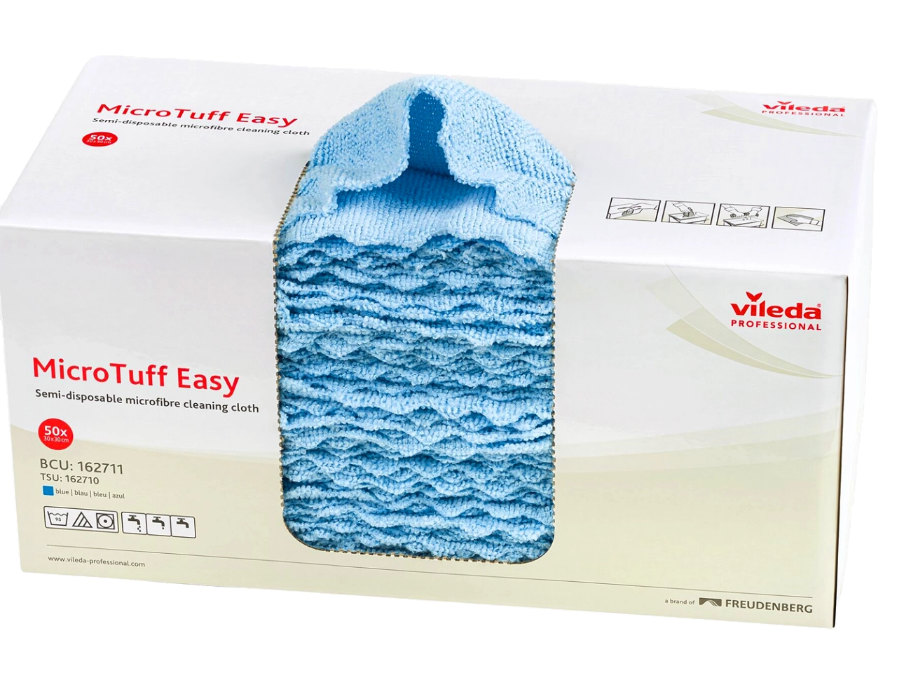 Ścierka Vileda Micro Tuff Easy mikrofibra niebieska 30x30cm, opakowanie 50 sztuk