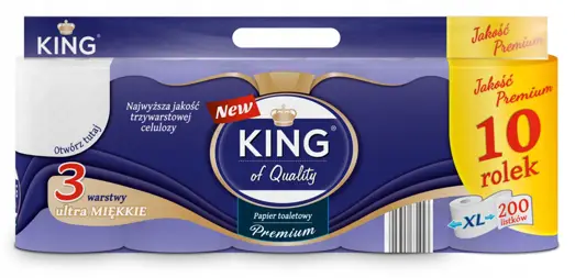 Papier toaletowy KING OF QUALITY PREMIUM 10 rolek 3 warstwowy 200 listków