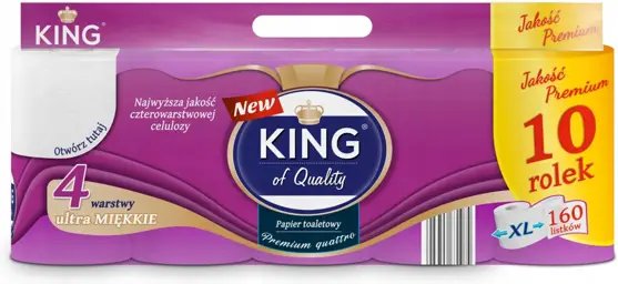 Papier toaletowy KING OF QUALITY PREMIUM QUATRO 10 rolek 4 warstwowy 160 listków