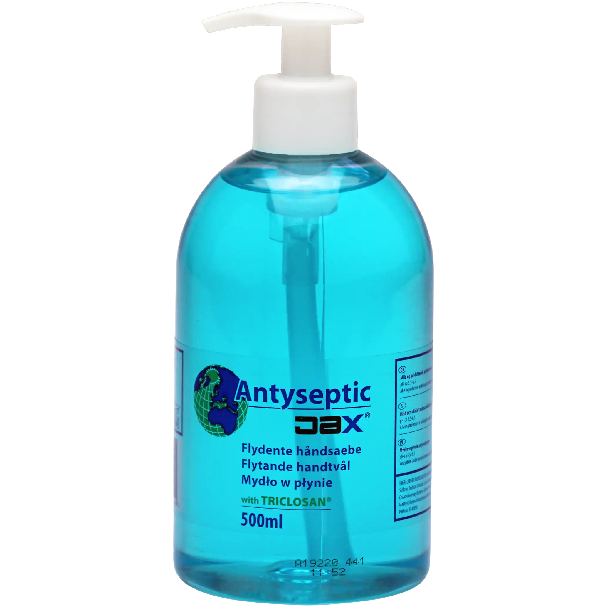 JAX Mydło w płynie antybakteryjne 500 ml turkusowe z pompką dozownika