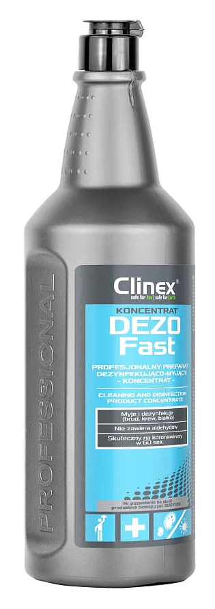 CLINEX DezoFast Koncentrat dezynfekująco-myjący 1L, profesjonalny środek do dezynfekcji powierzchni.