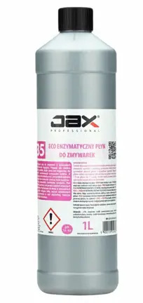 JAX mycie naczyń do zmywarek ECO enzymatyczny 1L, płyn w butelce metalowej z czarną nakrętką