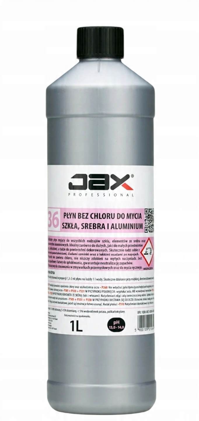 JAX płyn bez chloru do mycia szkła, srebra i aluminium 1L