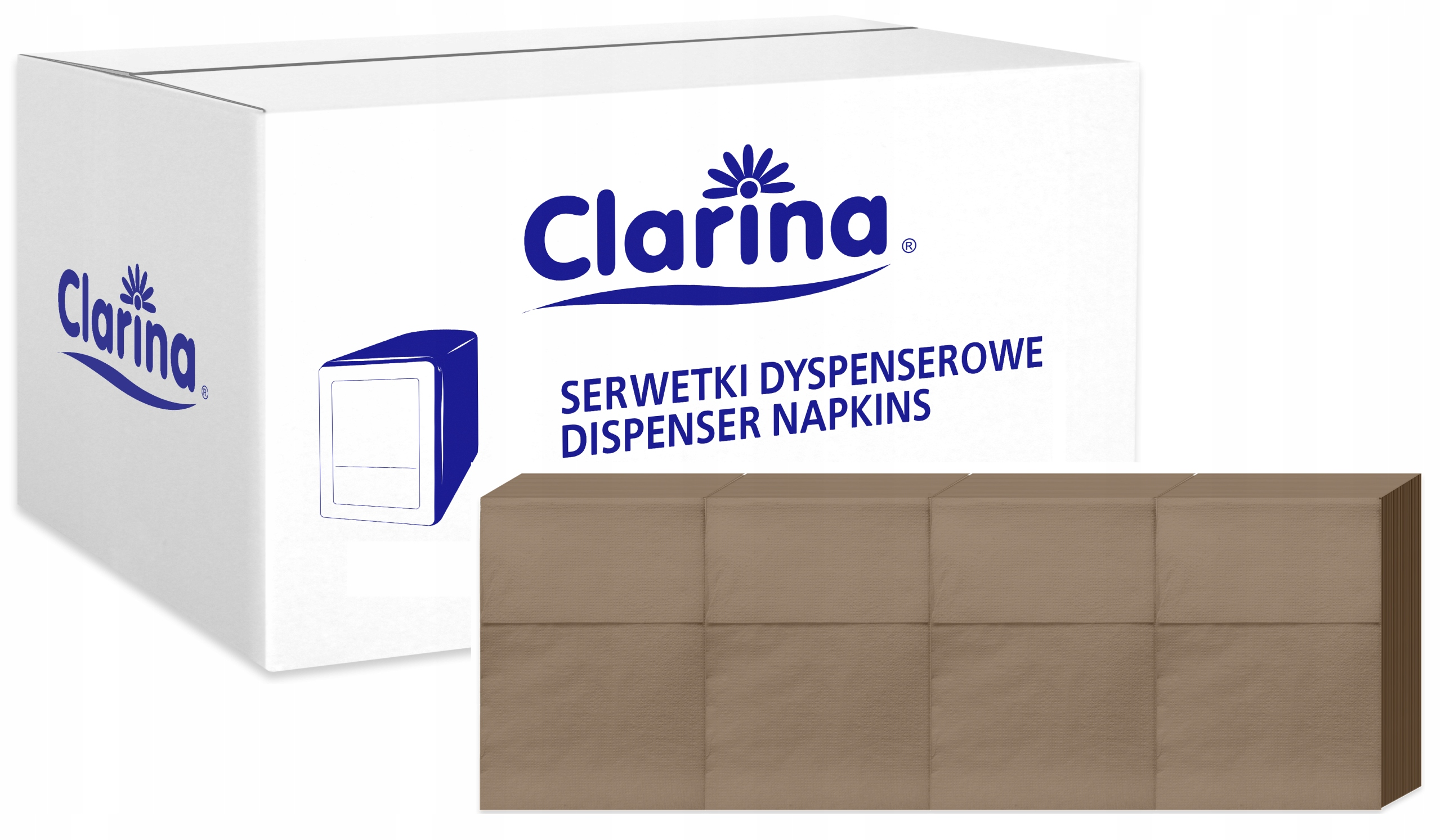 Serwetki dyspenserowe Clarina 17x17 jednowarstwowe 400 sztuk do podajnika bambusowe