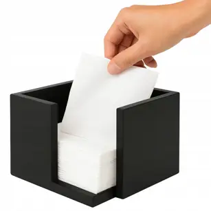 Podajnik do serwetek bambusowy CZARNY Dyspenser 12x12 cm