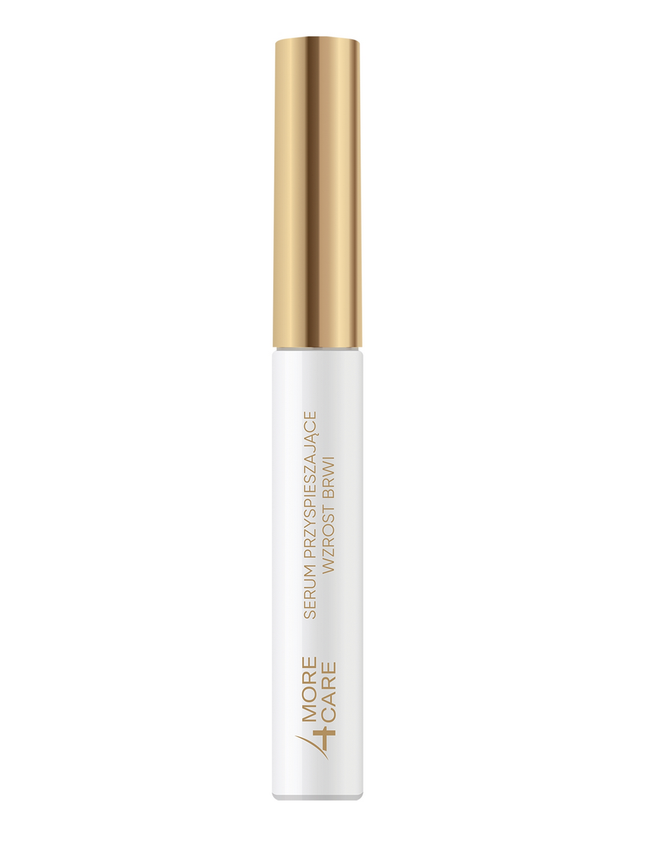 Aplikator serum More4Care przyspieszającego wzrost brwi 3ml z etykietą na białym tle.