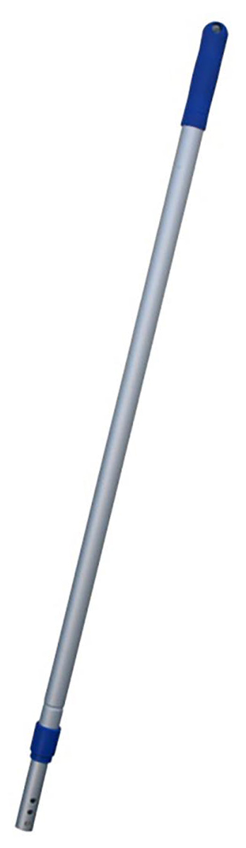 Kij aluminiowy teleskopowy INTERMOP do mopa płaskiego z niebieskim uchwytem, regulowany 90-160 cm.