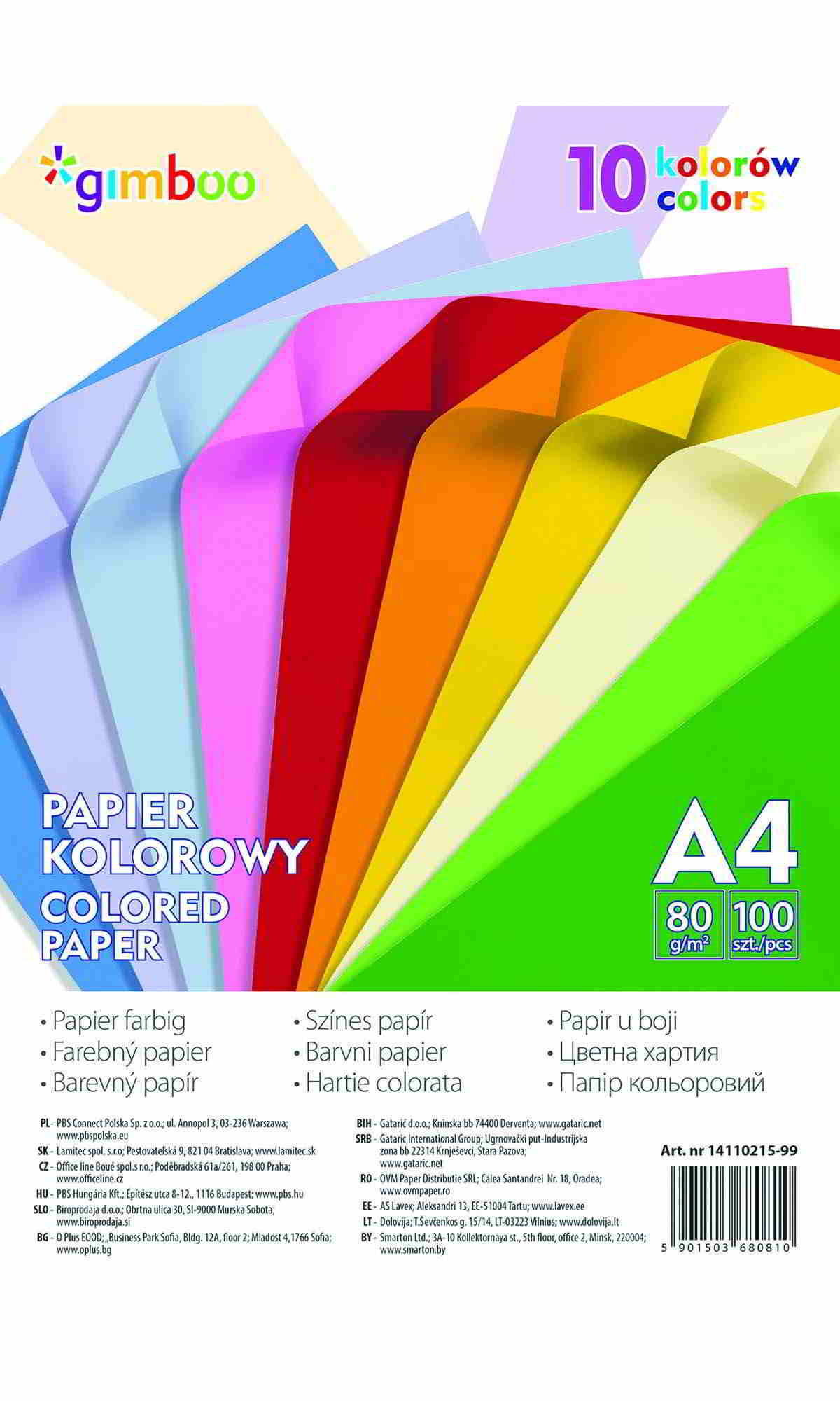 Papier Xero A4 80 GR KOLOR 100 kart Papier idealny do kserowania, drukowania. Format: A4, gramatura: 80g. Opakowanie zawiera: 100 arkuszy. Mix kolorów.