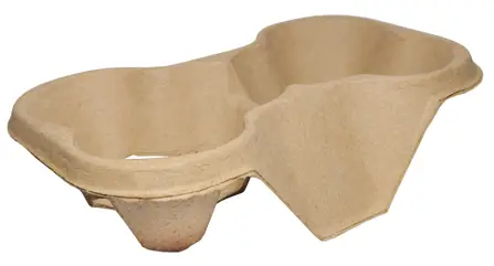 Uchwyt z masy papierowej na dwa kubki. Idealne rozwiązanie w momencie gdy trzeba przenieść większą ilość kubków z napojami gorącymi lub zimnymi. Uchwyt pasuje na kubki o pojemności: 100, 180, 250, 360, 480 ml.