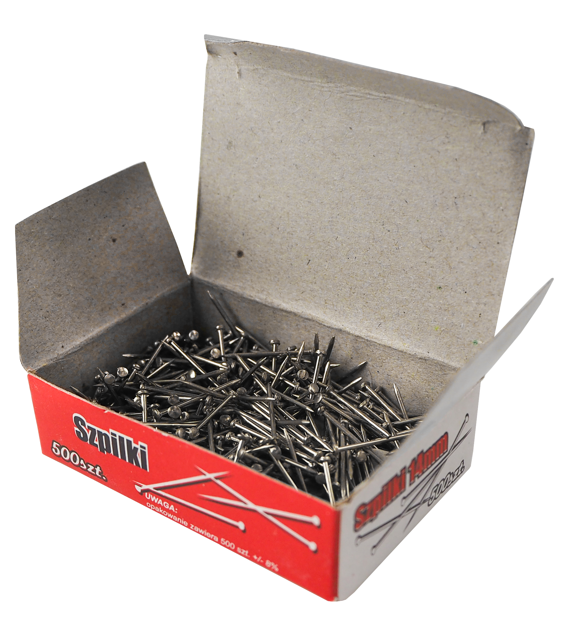 Szpilki 14mm 50g Szpilki 14mm 50g ze stalą nierdzewną i metalowymi główkami w pudełku