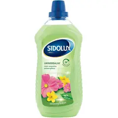 Płyn SIDOLUX uniwersalny do mycia 1L Wiosenny Bukiet w zielonym opakowaniu z niebieskim wieczkiem.
