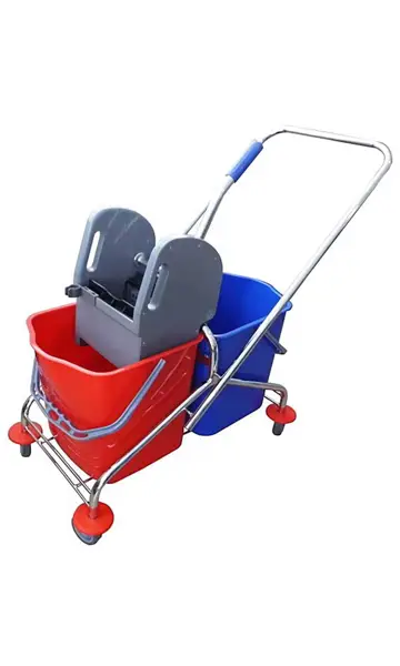 Zestaw sprzątający 2x20L wózek z wyciskarką / steraż metalowy