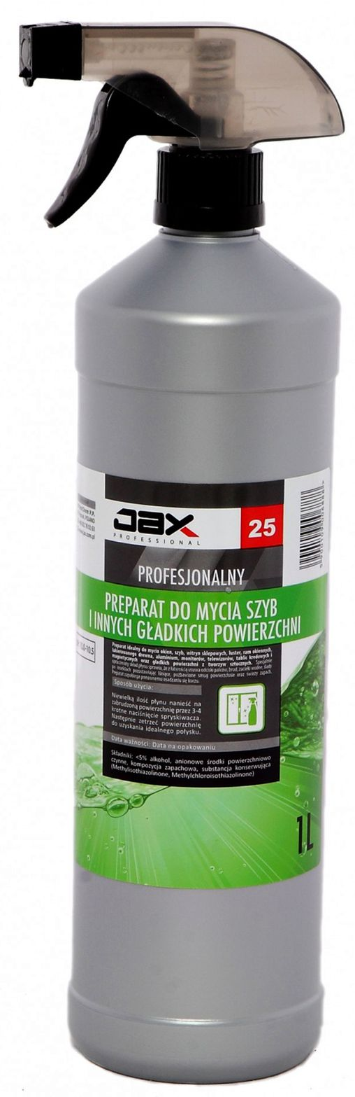 JAX Płyn do szyb Profesional 1l spray szary pojemnik z czarnym rozpylaczem do czyszczenia szyb i gładkich powierzchni