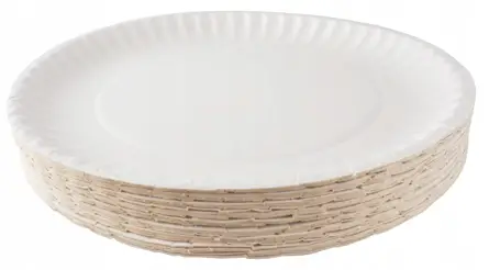 Talerz papierowy biały 15cm średnicy, opakowanie 100 sztuk.