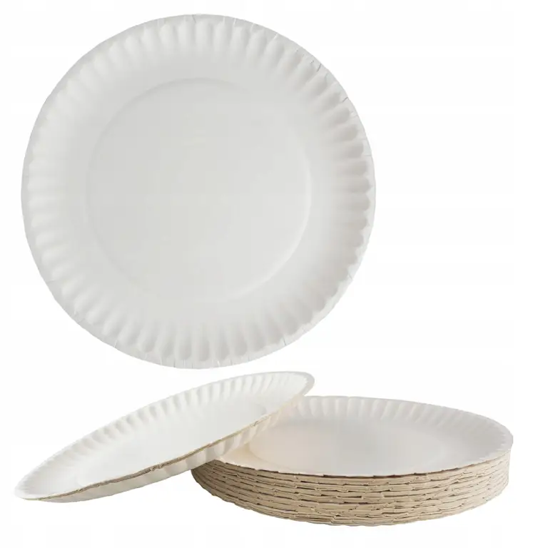 Talerz papierowy biały 15cm średnicy, opakowanie 100 sztuk.
