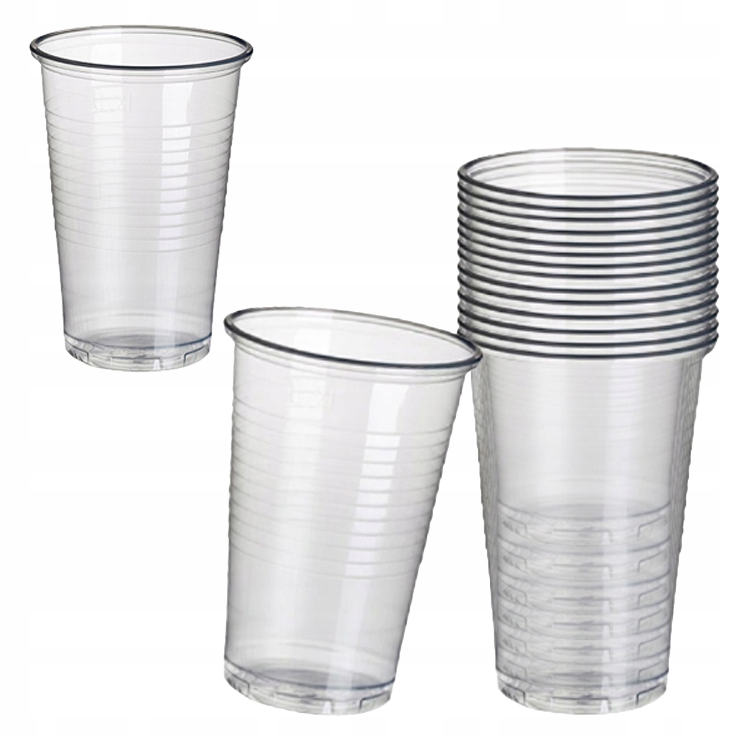 Kubek plastikowy transparentny 200ml z fakturą prążkowaną, opakowanie 100 sztuk.