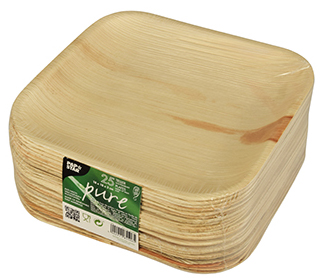 Talerze kwadratowe z liścia palmowego Pure 18x18 cm, opakowanie 25 sztuk