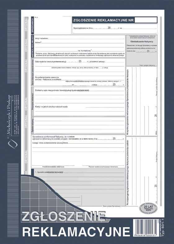 Druki akcydensowe przeznaczone do wypełniania, wykorzystywane w czynnościach urzędowych, handlowych. Niezbędne w funkcjonowaniu firm, urzędów i innych jednostek zgodnie z obowiązującymi normami prawnymi.