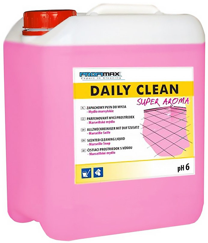 Płyn zapachowy DAILY CLEAN 5L do mycia Mydło Marsylskie, opakowanie kanister różowy z czerwoną nakrętką