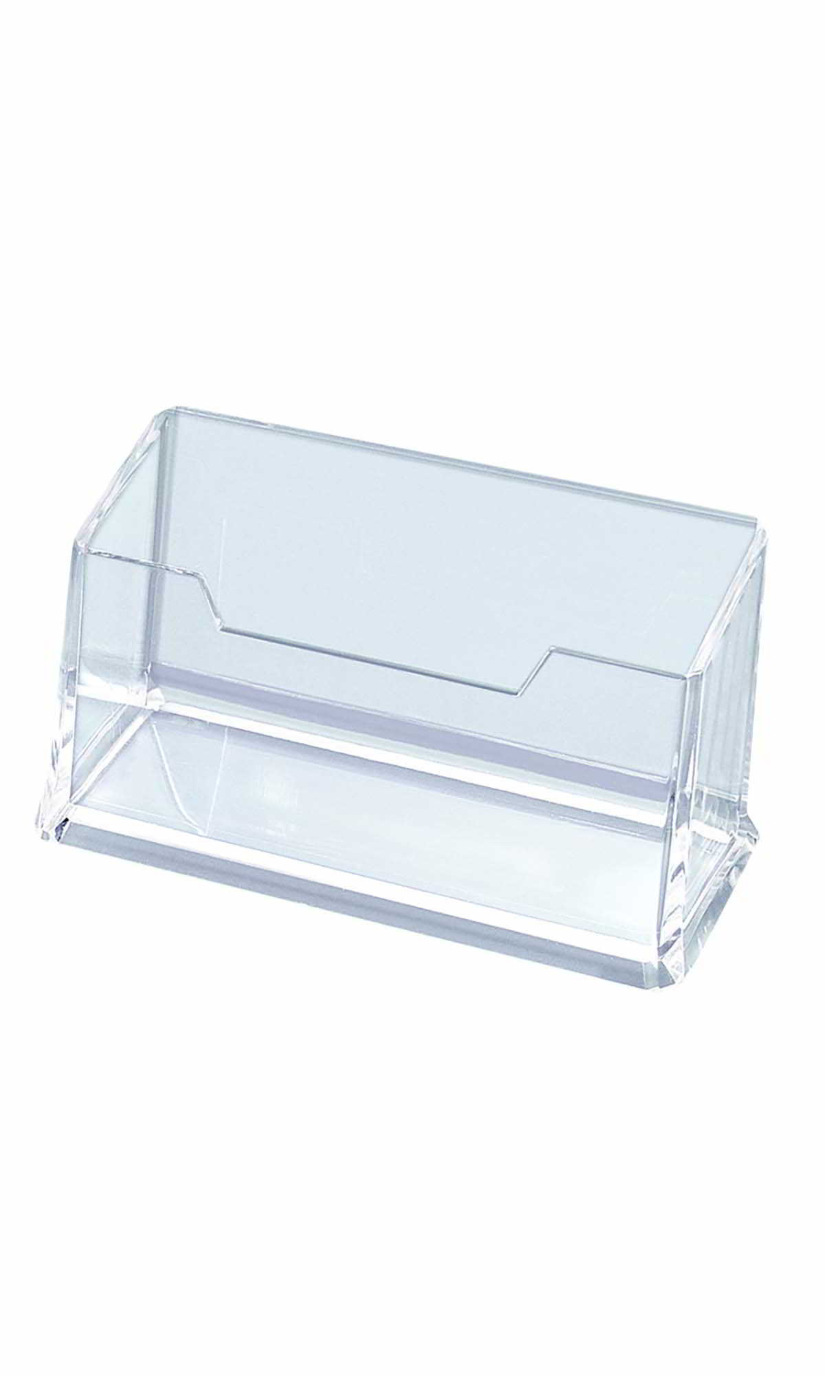 Wykonany z wysokiej jakości akrylu. Pojemność do: 70 wizytówek,  o gramaturze: 300g. Wymiary wizytownika: 10,4x6,2x5,2 cm.