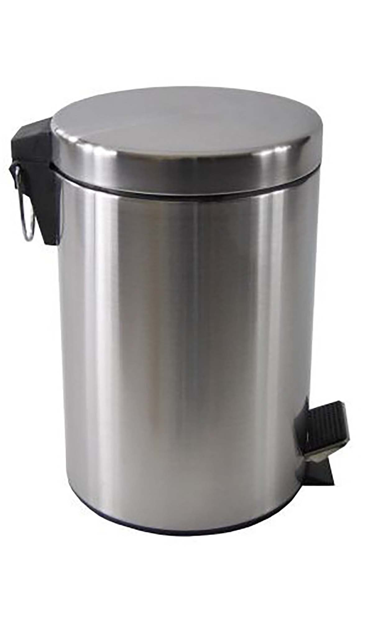 KOSZ okrągły stal chrom 12 L SATYNA Kosz okrągły wykonany z wysokiej jakości stali.
Posiada mechanizm otwierający oraz uchwyt do przenoszenia.
Pojemność: 12L.