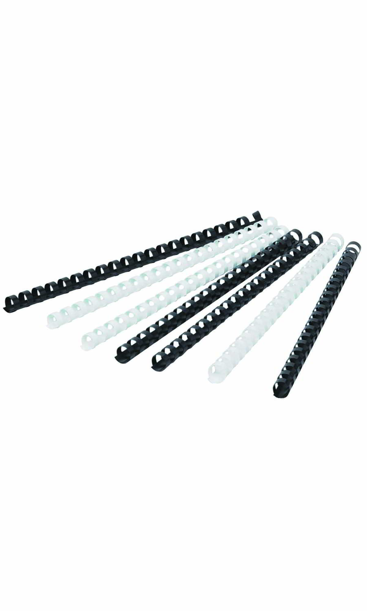 Grzbiety do bindowania plastikowe 5mm/6mm w kolorach czarnym i białym na 25 kartek