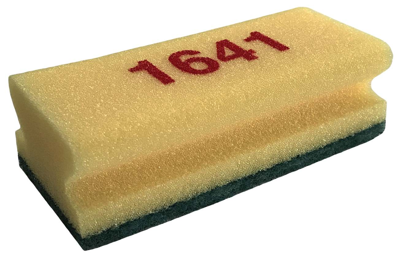 Gąbka kuchenna dwustronna żółto-czarna z nadrukiem 1694