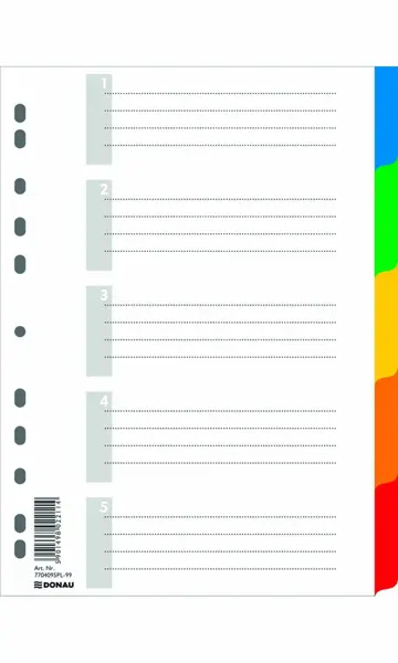 Przekładka A4 kolorowa 5/ biała