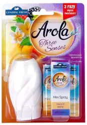 Odświeżacz General Fresh AROLA MINI SPRAY zapas 3 x 15ml + urządzenie Mini Spray to doskonały sposób na szybkie odświeżenie powietrza w Twoim domu i samochodzie. Łatwy w użyciu i wydajny, błyskawicznie wyeliminuje nieprzyjemne zapachy i pozwoli Ci cieszyć się długotrwałym, świeżym aromatem.