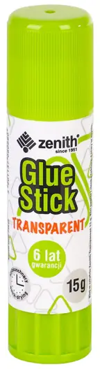 Klej w sztyfcie ZENITH 15gASTRA Klej przeznaczony do papieru i cienkiej tektury. Transparentny, szybkoschnący, zmywalny pod wodą. Idealny do prac plastycznych.