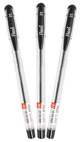 Długopis FLEXI Penmate 0,7mm CZARNY Długopis Flexi Penmate 0,7mm czarny, opakowanie 3 sztuk z niklowo-srebrną końcówką.