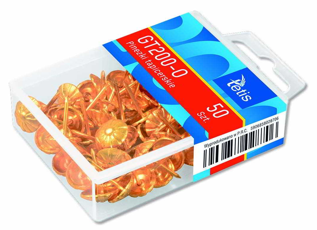 Wykonane ze stali nierdzewnej. Posiadają metalowe główki. Opakowanie: pudełko 50 szt.