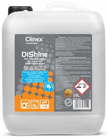 Płyn nabłyszczający Clinex DiShine 10L do zmywarek, kanister z czarnym wieczkiem