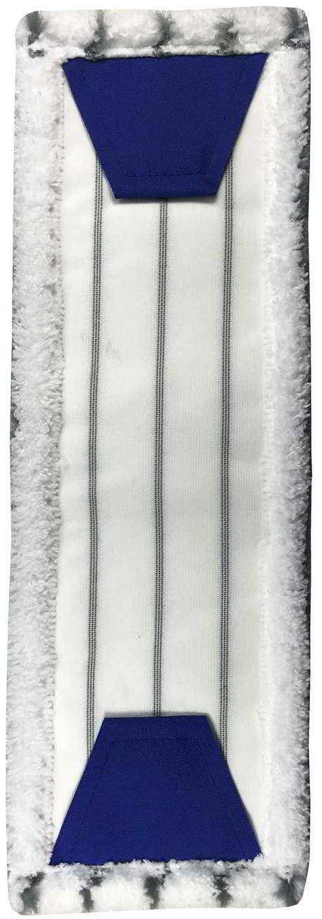 Mop płaski 50 cm MikroGrunt TES z mikrowłókien, biały z niebieskimi kieszeńkami, do mycia na mokro.