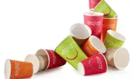 Kubki papierowe ENJOY 400ml dwuwarstwowe mix kolorów różowy zielony pomarańczowy czerwony