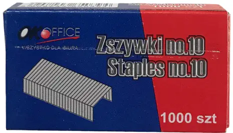 Zszywki biurowe małe nr 10 ze stali nierdzewnej, opakowanie 1000 sztuk.