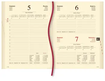 Kalendarz terminarz menadżera
   *format: A5,
   *papier offsetowy 70g kremowy,
   *układ stron: 1 dzień - 1 strona,
   *ilość stron: 360,
   *wyklejka: mapa administracyjna Polski i polityczna Europy.