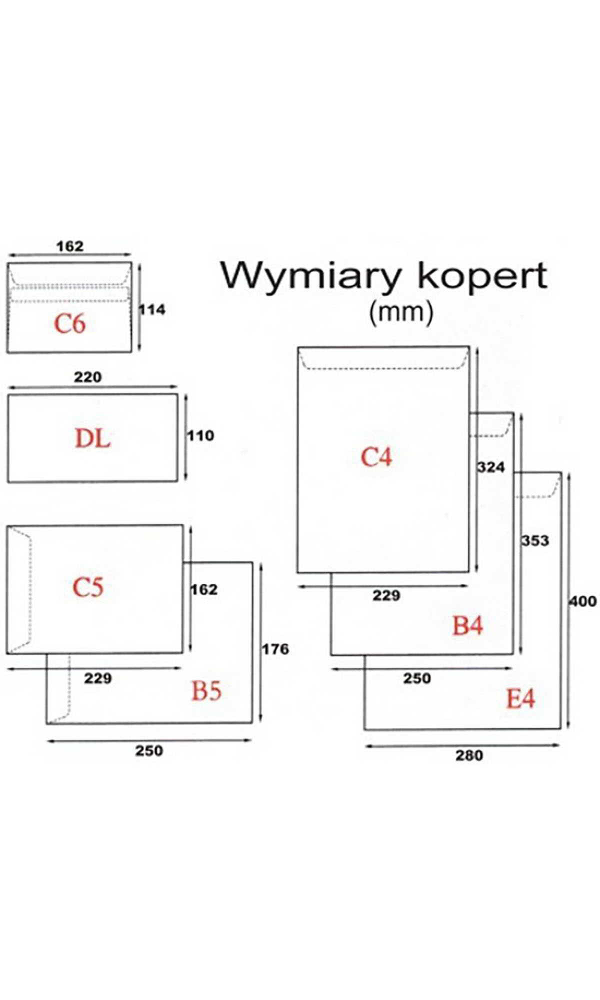Koperta biała z paskiem samoprzylepnym, w formacie: B4.
Wymiary: 229x324mm.

