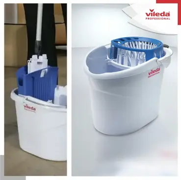 Wiadro Vileda UltraSpeed Mini 10l białe owalne z niebieskim wkładem do czyszczenia