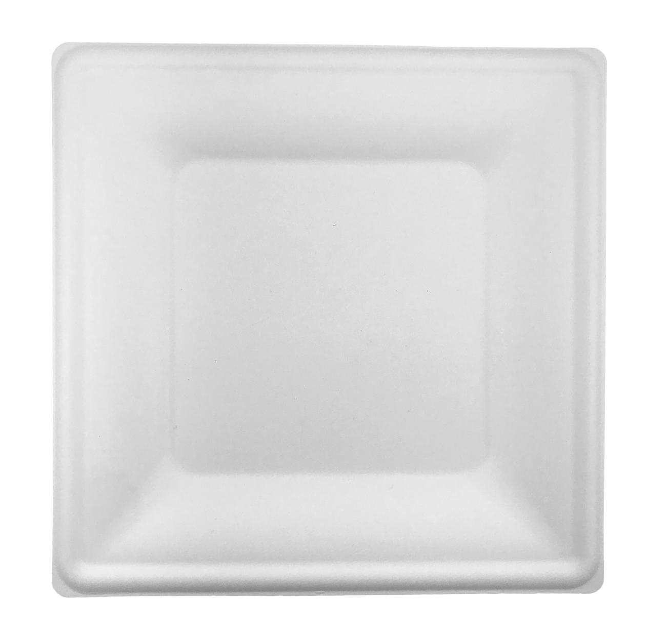 Kwadratowy talerz z trzciny cukrowej biały 25x25 cm