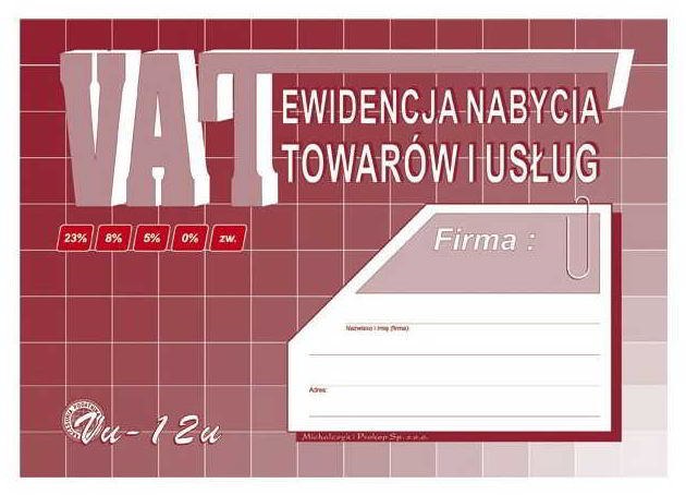 DR Ewidencja Nabycja Towar i Usług A5 Druki akcydensowe przeznaczone do wypełniania, wykorzystywane w czynnościach urzędowych, handlowych. Niezbędne w funkcjonowaniu firm, urzędów i innych jednostek zgodnie z obowiązującymi normami prawnymi.