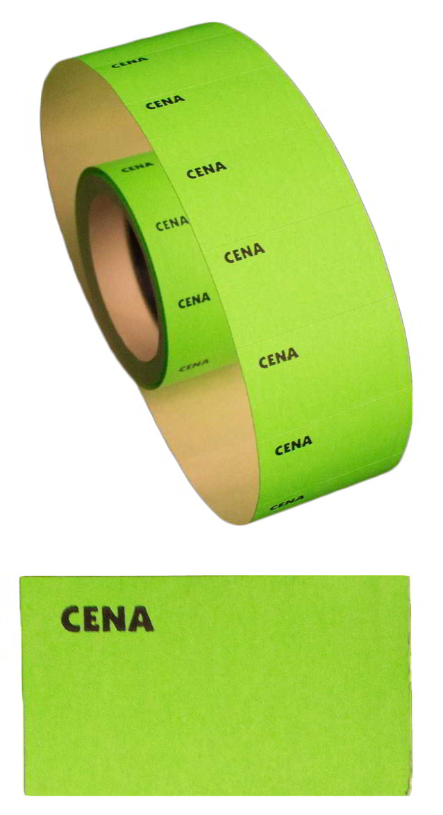 Naklejka cenowa zielona fluorescencyjna 20x35mm rolka 300 sztuk