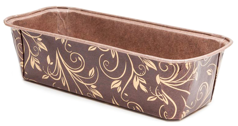 Foremka papierowa PLUMPY prostokątna brązowa ze złotym wzorem, rozmiar 158x55x52 mm, 1 sztuka