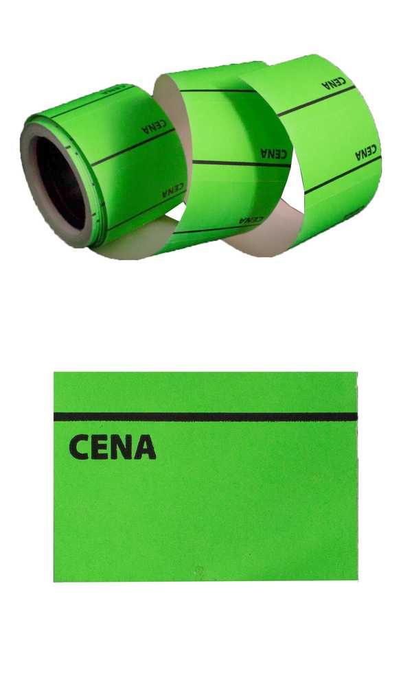 Naklejka cenowa zielona 30x40mm w rolce, ok. 300 sztuk, do ręcznego naklejania.
