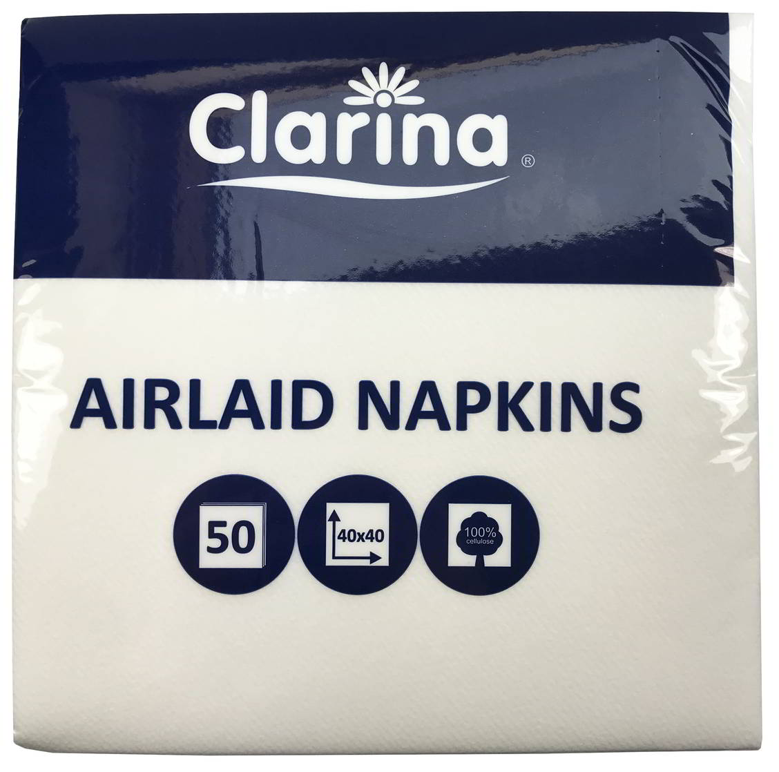 Serwetki bankietowe Clarina Airlaid 40x40 cm białe, opakowanie 50 sztuk