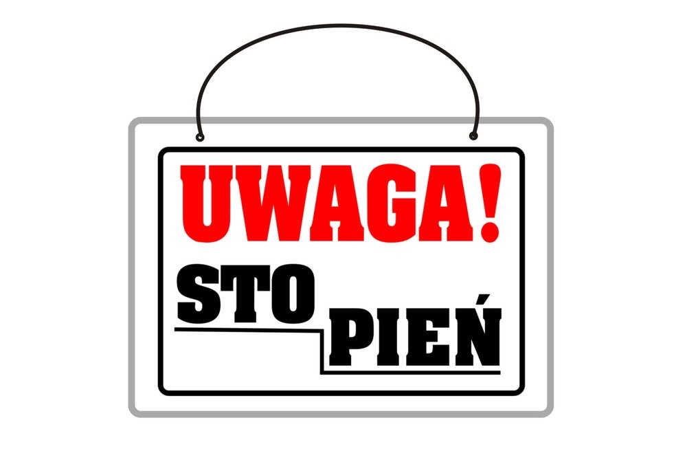 Tablica PCV 11/21 Uwaga Stopień Pień ostrzeżenie przed schodami