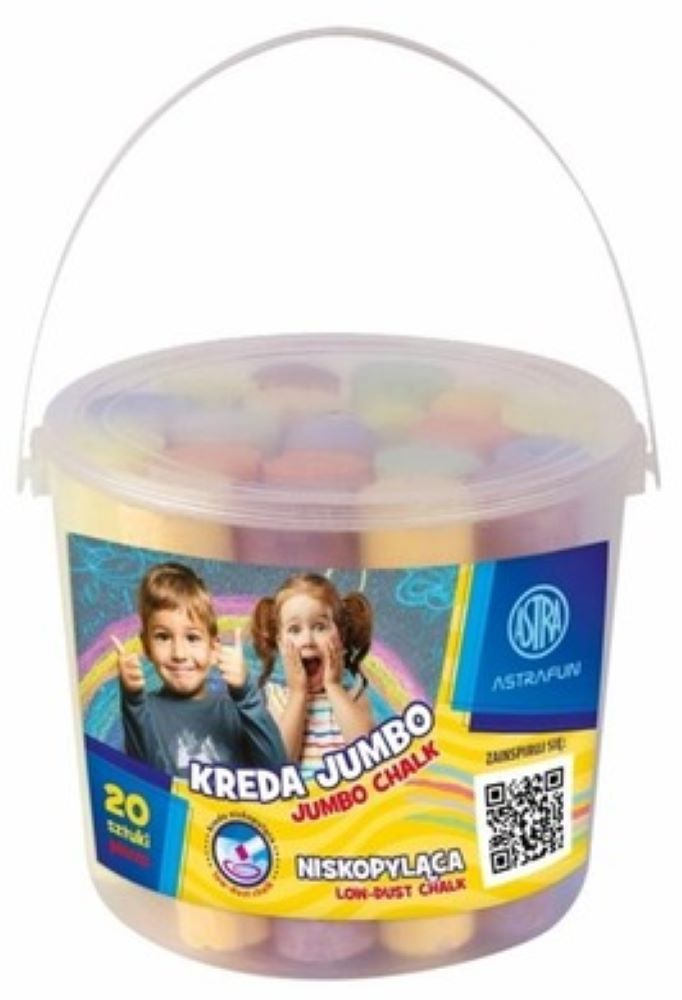 Kreda Jumbo 20 sztuk ASTRA FUN w wiaderku, niskopyląca, kolorowa.
